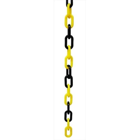VIP Crowd Control 1887-50D 1.5 In. Dia. Plastic Chain - 50 Ft. Length; Black & Yellow